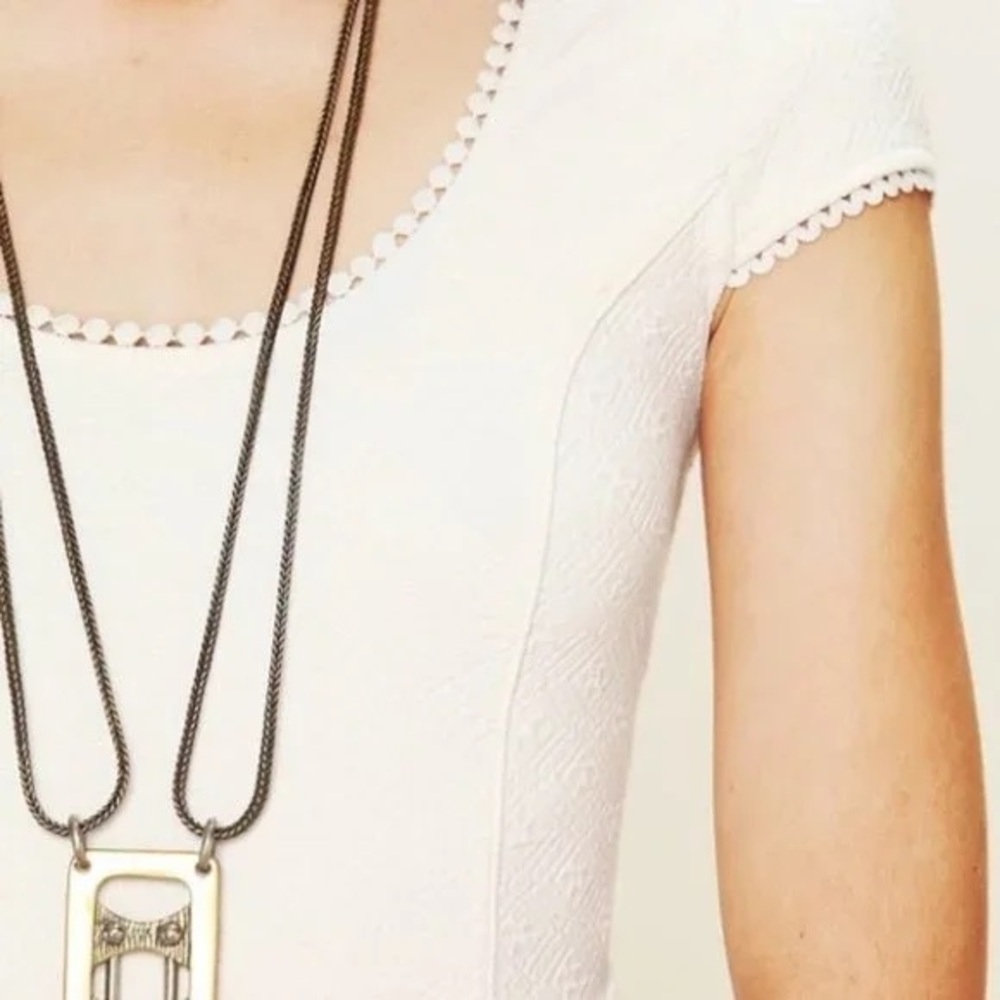 Free People Dress Ivory Cross-Back Skater Dress - Picture 3 of 6